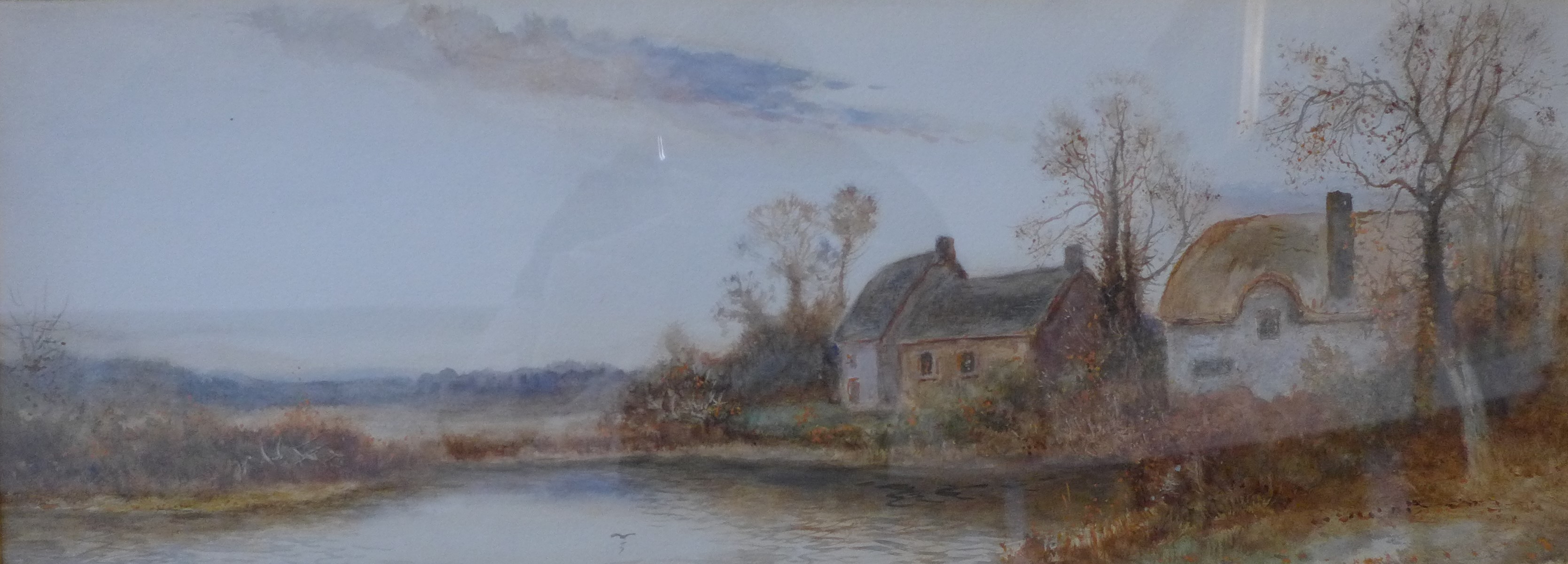 Daniel Sherrin (1868-1940), cottage landscape, watercolour, 22 x 58 cms, framed - Image 2 of 3