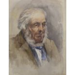 Circle of Walter Langley (Newlyn School 1852-1922), portrait of an elderly gentleman, watercolour,