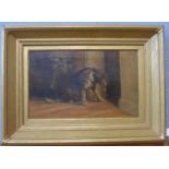 A.E. Fearn, Suspense, after Edwin Landseer, oil on canvas, 25 x 40cms, framed