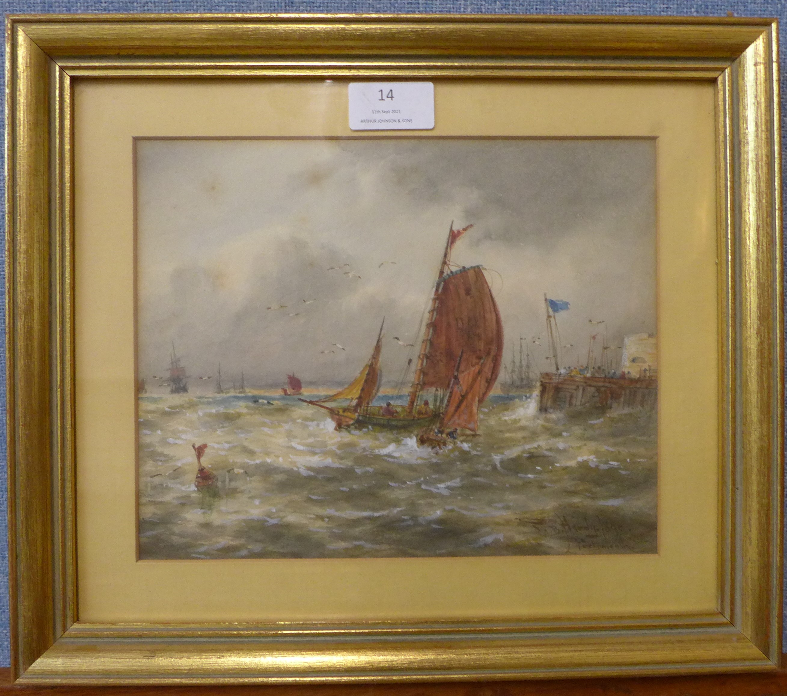 Thomas Bush Hardy (1842-1897), Portsmouth, watercolour, 19 x 23cms, framed - Image 2 of 2