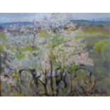 M.D. Maison (French Impressionist School), blossom trees, oil on board, 18 x 23cms, framed