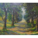 Continental School, Impressionist style rural landscape, oil on canvas, indistinctly signed, 54 x