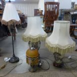 Four assorted table lamps