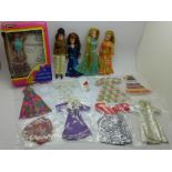 Five Pippa dolls including boxed Dancing Marie, Princess Pippa, clothes and shoes