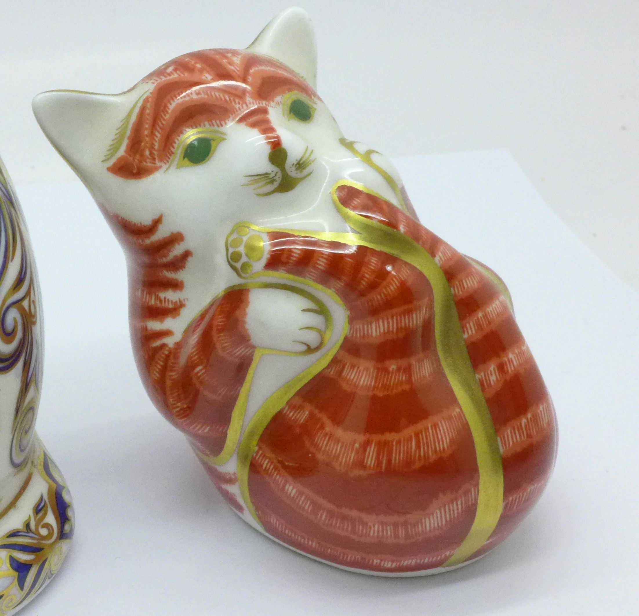 Three Royal Crown Derby paperweights, Majestic Cat, 1061 of 3500, silver stopper, Playful Ginger - Image 3 of 12