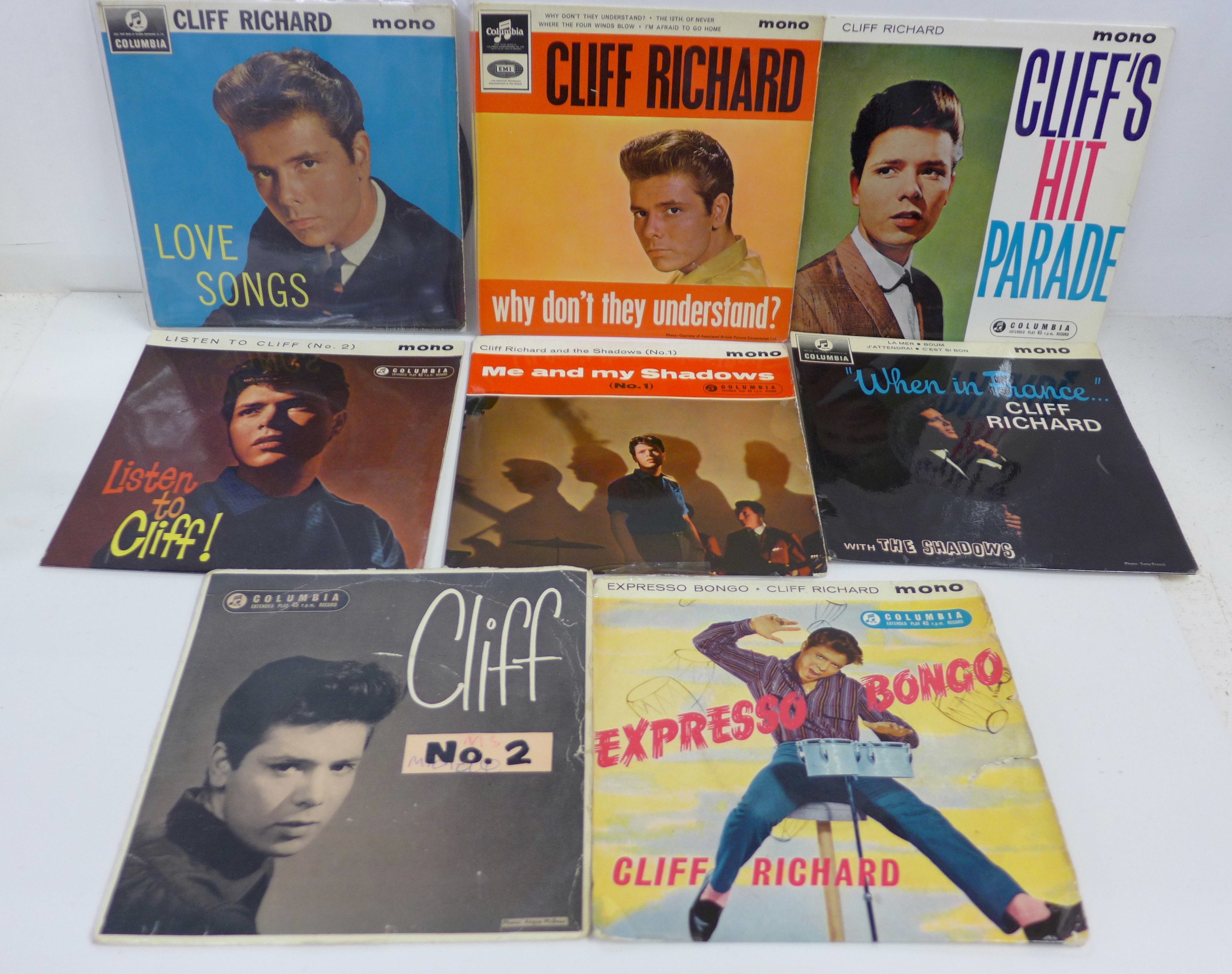 Eight Cliff Richard EP's with picture sleeves