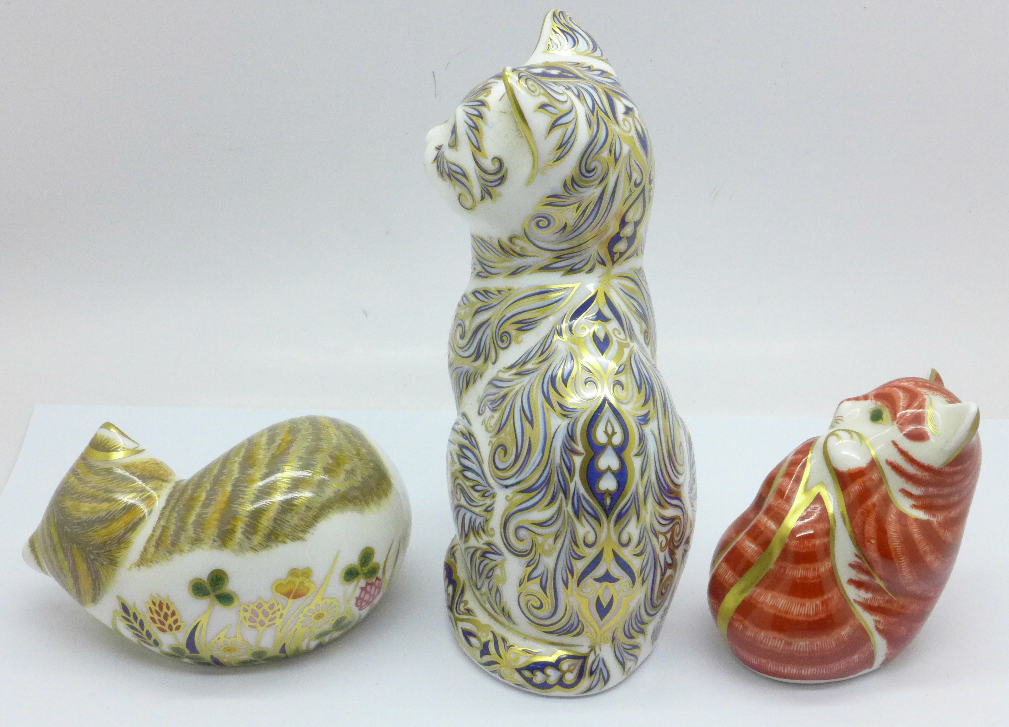 Three Royal Crown Derby paperweights, Majestic Cat, 1061 of 3500, silver stopper, Playful Ginger - Image 4 of 12