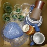 Mixed china including Denby and glassware including a Babycham glass, etc. **PLEASE NOTE THIS LOT IS