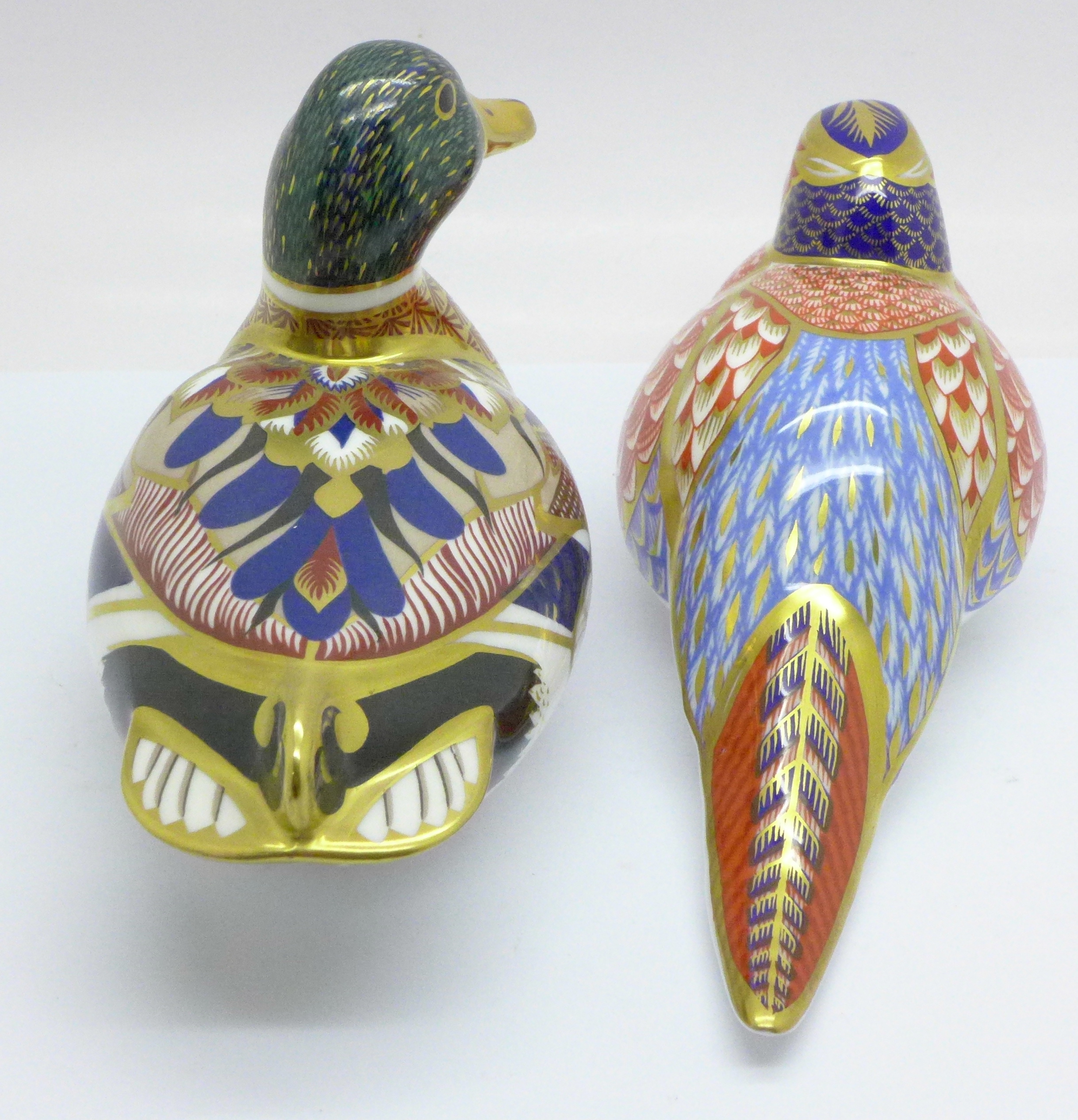 Two Royal Crown Derby paperweights, Pheasant and Mallard with gold stopper, boxed - Image 3 of 5