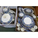 A Wedgwood blue Siam dinner and coffee service, some pieces a/f