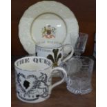 Two Wedgwood of Etruria oversized mugs, Silver Jubilee 1977 and Prince Charles Investiture 1969, a