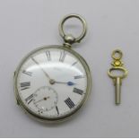 A silver pocket watch, 46mm case