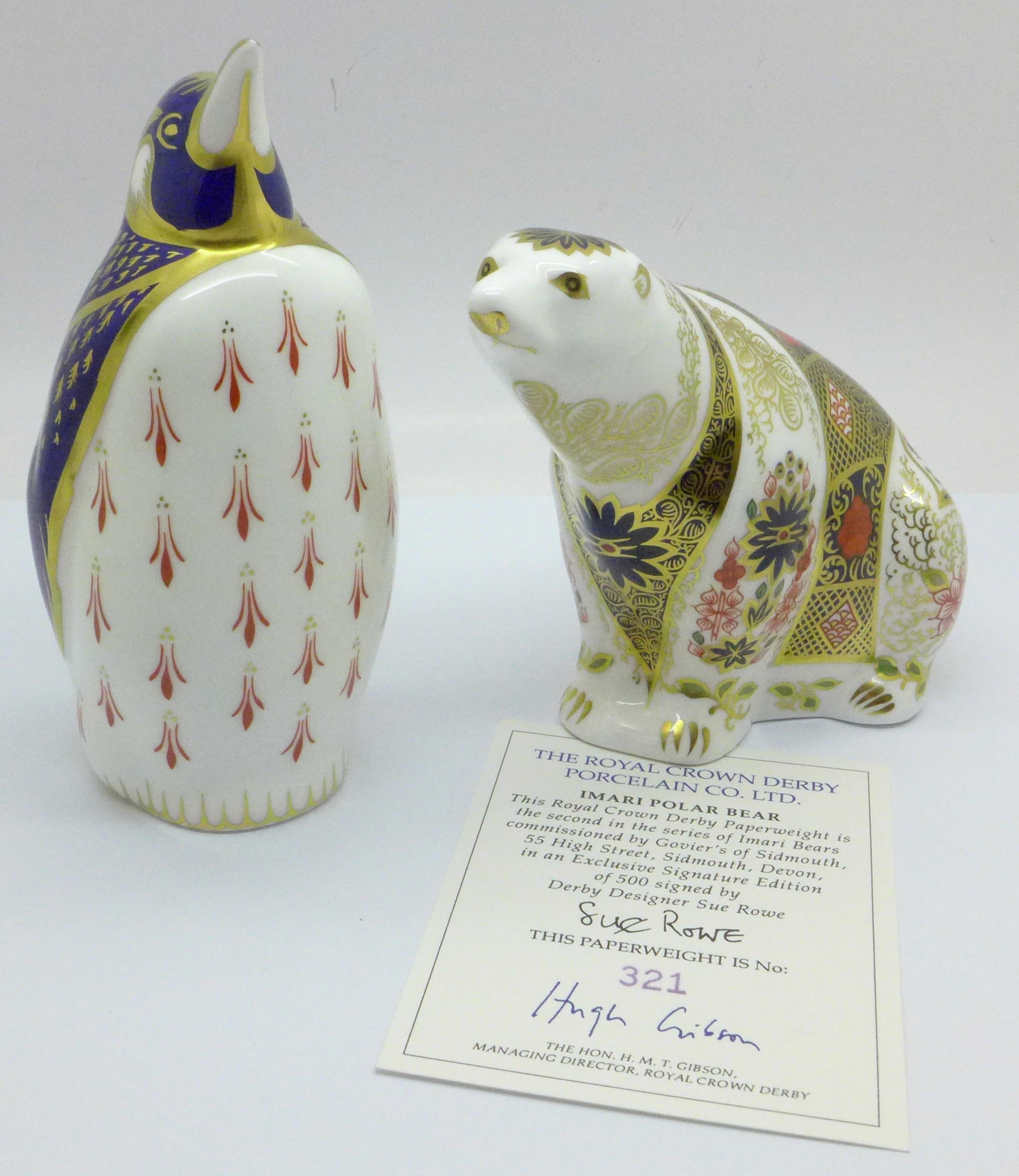 A Royal Crown Derby Old Imari Polar Bear paperweight, 321 of 500, boxed and a Royal Crown Derby