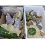 Six items of Lilliput Lane including Anne Hathaway cottage, two Beswick Beneagles decanters, one a/