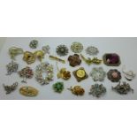 A collection of brooches