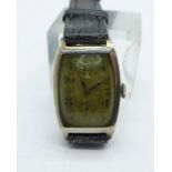 A silver cased Golay Watch Co. Art Deco Tank shape wristwatch, London import mark for 1926, 24mm