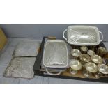 Plated ware including two serving dishes, goblets, place mats, etc. **PLEASE NOTE THIS LOT IS NOT