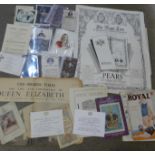 A collection of Royal ephemera including postcards, Coronation programmes, 1953 Coronation