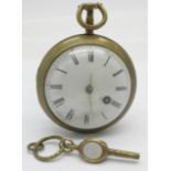 A verge fusee pocket watch, William Chambley, Liverpool, lacking outer case, with key