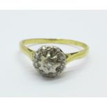 An 18ct gold and diamond ring, 3g, T