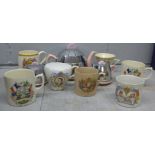 Royal commemorative mugs and a three piece tea service **PLEASE NOTE THIS LOT IS NOT ELIGIBLE FOR
