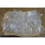 A box of mixed glass including decanter, brandy glasses, Champagne coupes, etc. **PLEASE NOTE THIS