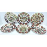 Six Royal Crown Derby Old Imari limited edition Christmas plates, 1984, 1993, 1994, 1995, 1996 and