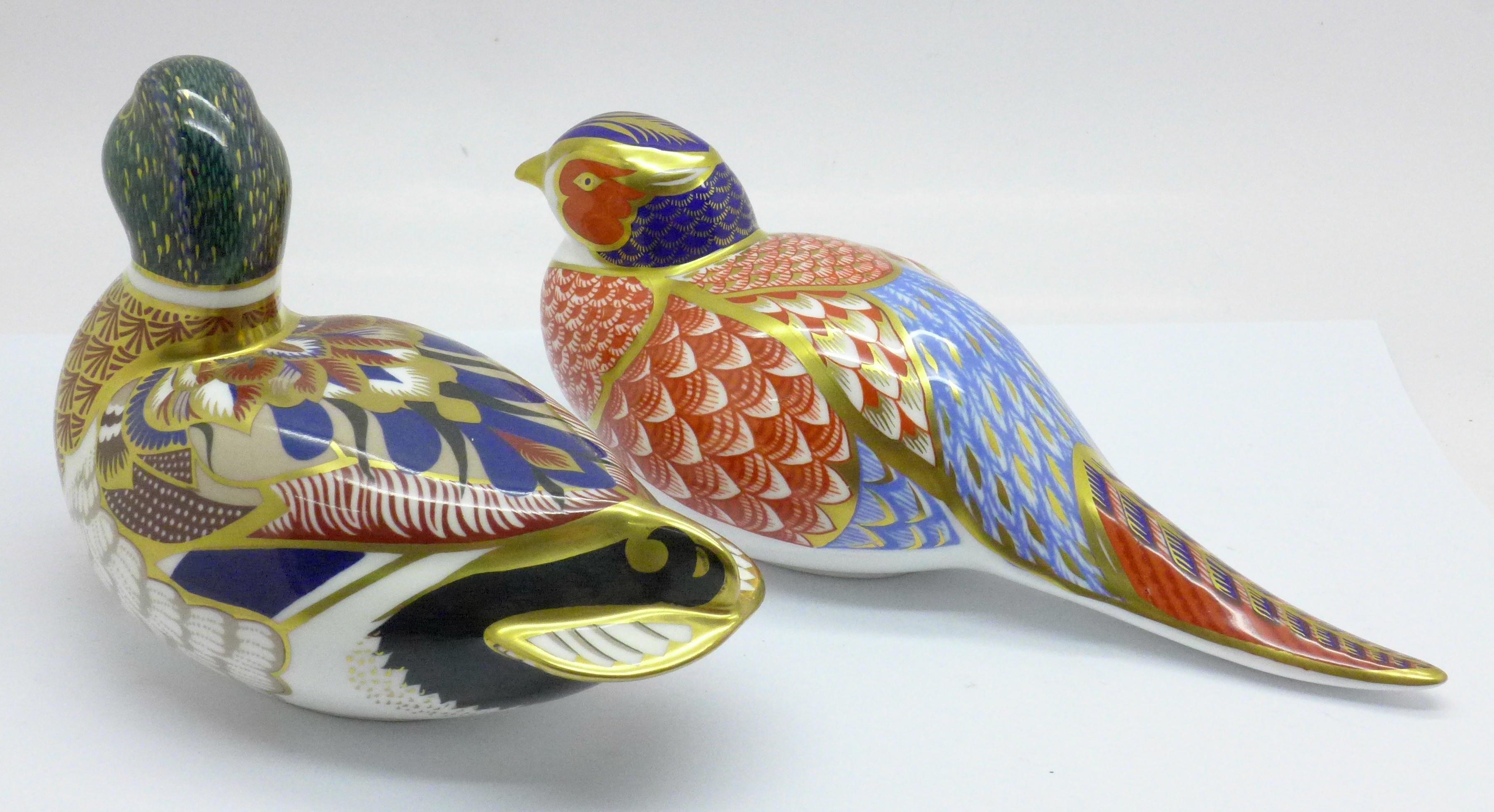 Two Royal Crown Derby paperweights, Pheasant and Mallard with gold stopper, boxed - Image 4 of 5