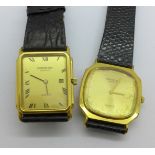 Two Raymond Weil 18ct gold plated wristwatches
