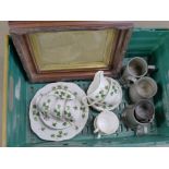 Four pewter tankards, a Colclough tea service and a picture frame **PLEASE NOTE THIS LOT IS NOT