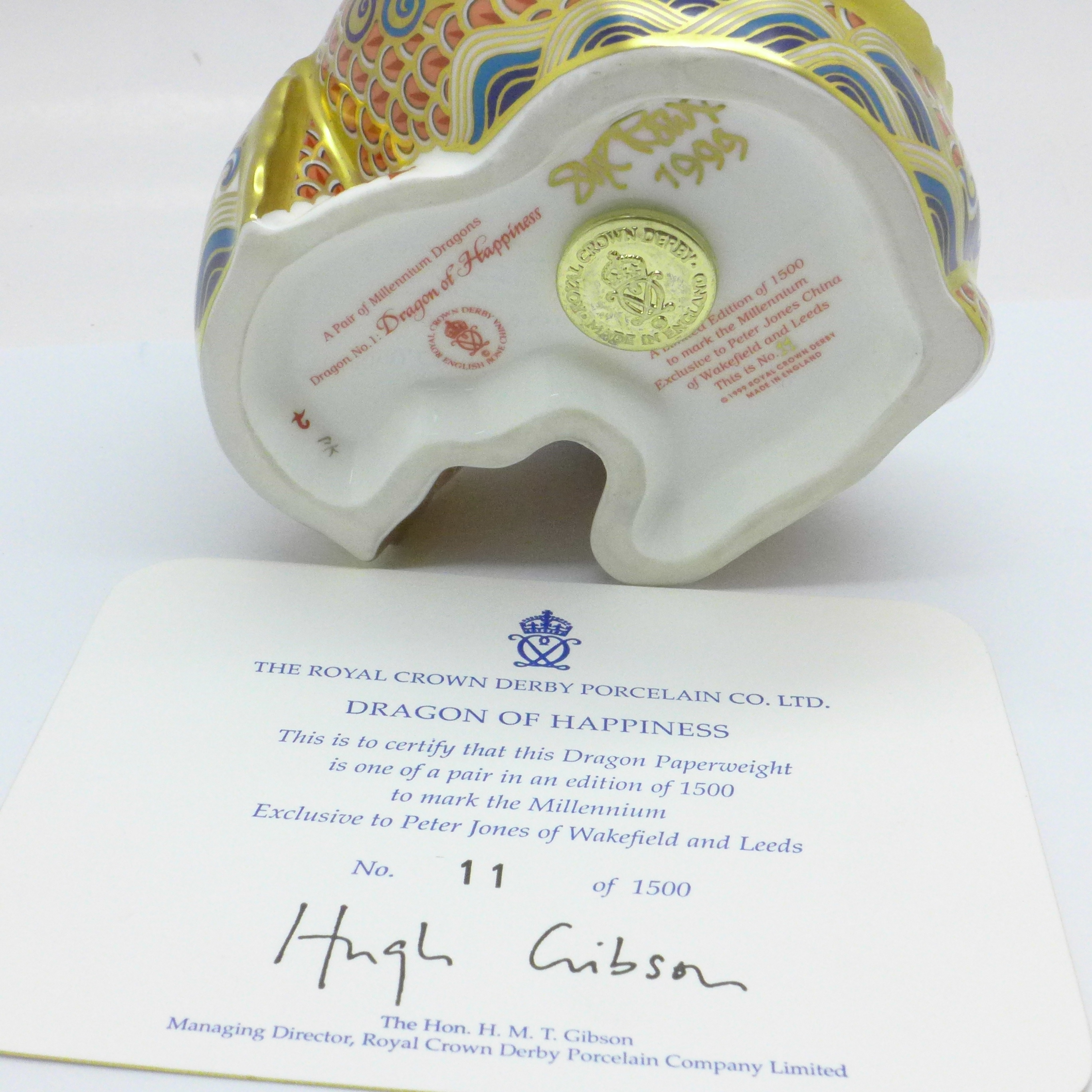 A Royal Crown Derby Dragon of Happiness paperweight, Millennium Exclusive, limited edition 11 of - Image 5 of 5