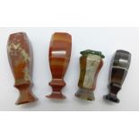 Four agate seals, (two largest a/f)