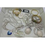 A collection of paste set jewellery including diamante necklaces