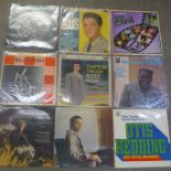 Fifteen rock LP records including Rolling Stones, Fats Domino, Otis Reading, Elvis Presley, etc.