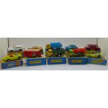 Ten Matchbox Superfast die-cast vehicles, boxed