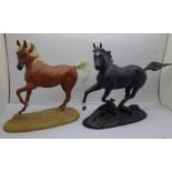 Two Franklin Mint porcelain figures of horses, My Friend Flicka and Black Beauty, (with