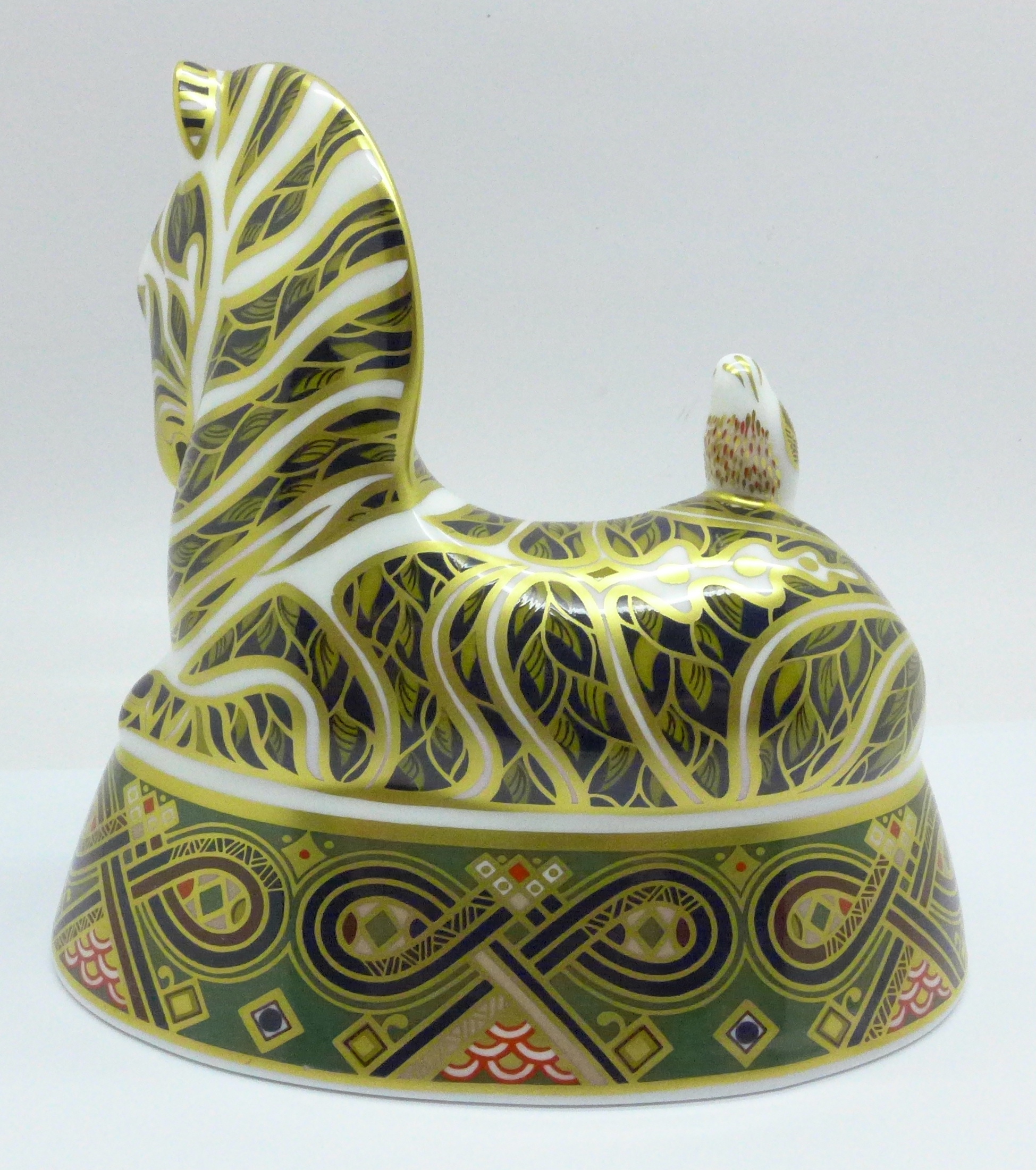A Royal Crown Derby large Zebra paperweight, silver stopper - Image 2 of 4