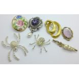 Seven brooches, one lacking pin