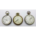 Three pocket watches including military, a/f