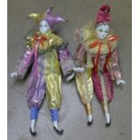 Two jester porcelain dolls **PLEASE NOTE THIS LOT IS NOT ELIGIBLE FOR POSTING AND PACKING**