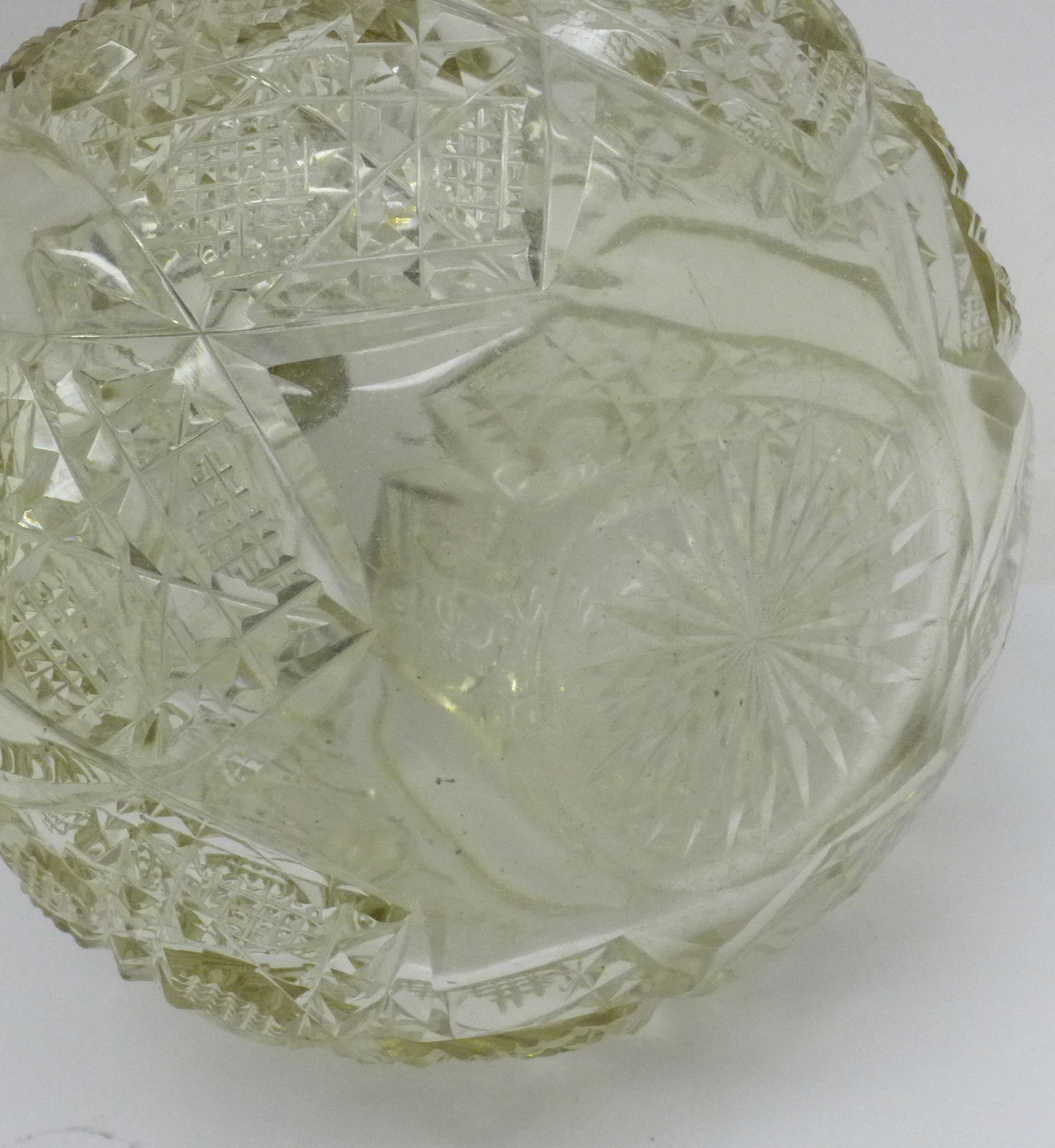 A silver topped cut glass scent, Birmingham 1918, top a/f - Bild 5 aus 5