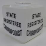 An opaline shop display light, State Registered Chiropodist