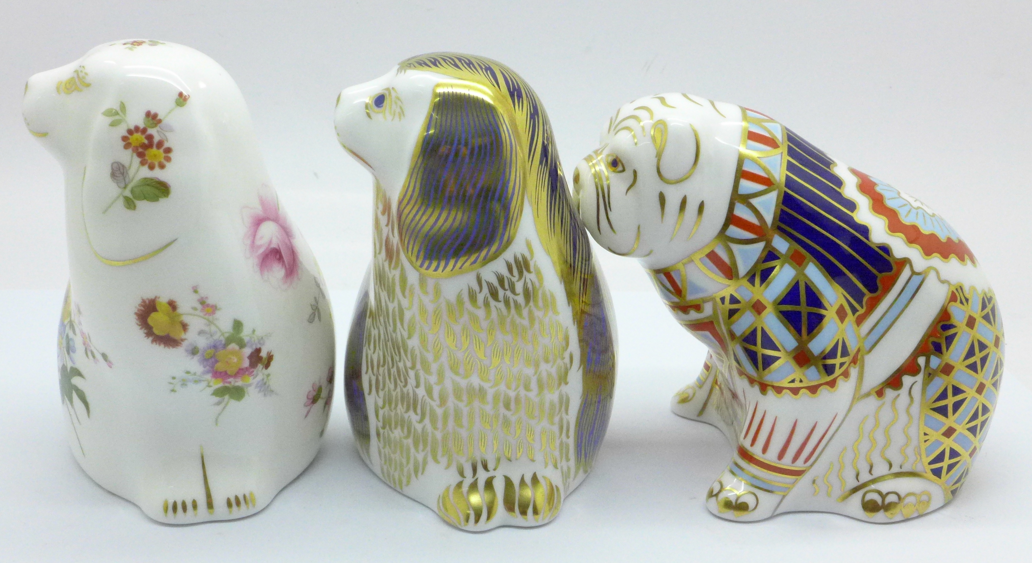 Three Royal Crown Derby paperweights, Derby Posie Spaniel, limited edition 499 of 1500, Bulldog with - Image 2 of 6