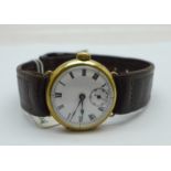 A 9ct gold cased wristwatch, Glasgow import mark for 1927, 28mm case