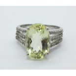 A large silver gem set ring, R