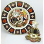 A Royal Crown Derby Drummer Teddy paperweight, Govier's of Sidmouth, 125 of 1500, silver stopper,