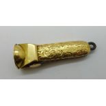 A late Victorian 18ct gold mounted cigar cutter, Birmingham 1893, maker J.A., possibly James