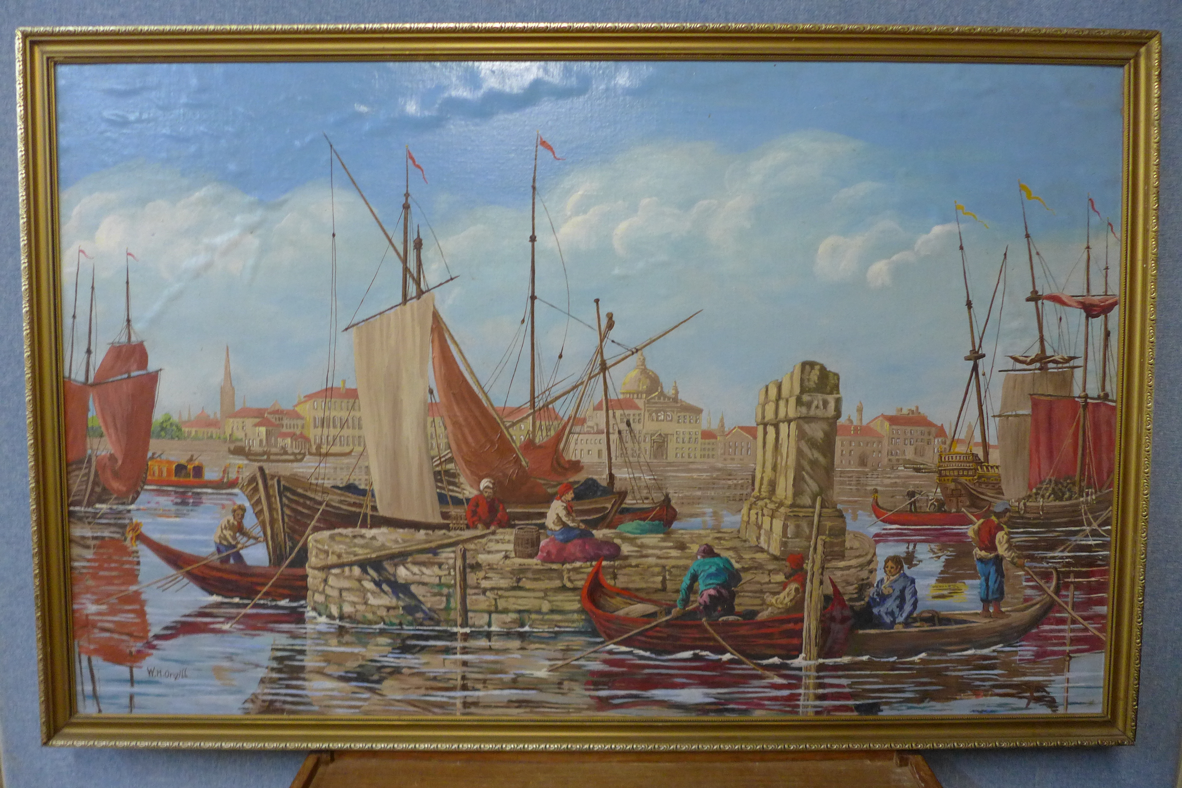 W.H. Orgill, Venetian scene, oil on canvas laid on board, framed