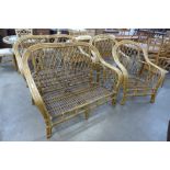 A bamboo four piece lounge suite