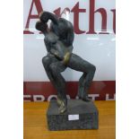 An abstract bronze figure of two lovers, 46cms h